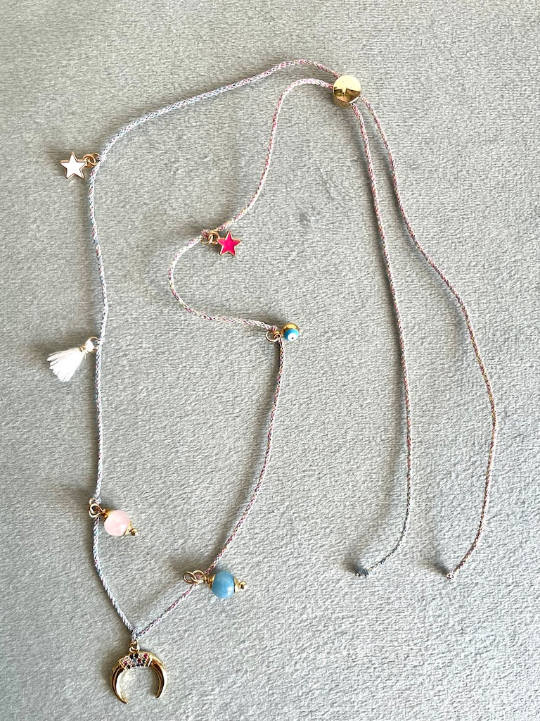 Collana "Sicura di me"  Quarzo rosa e Angelite